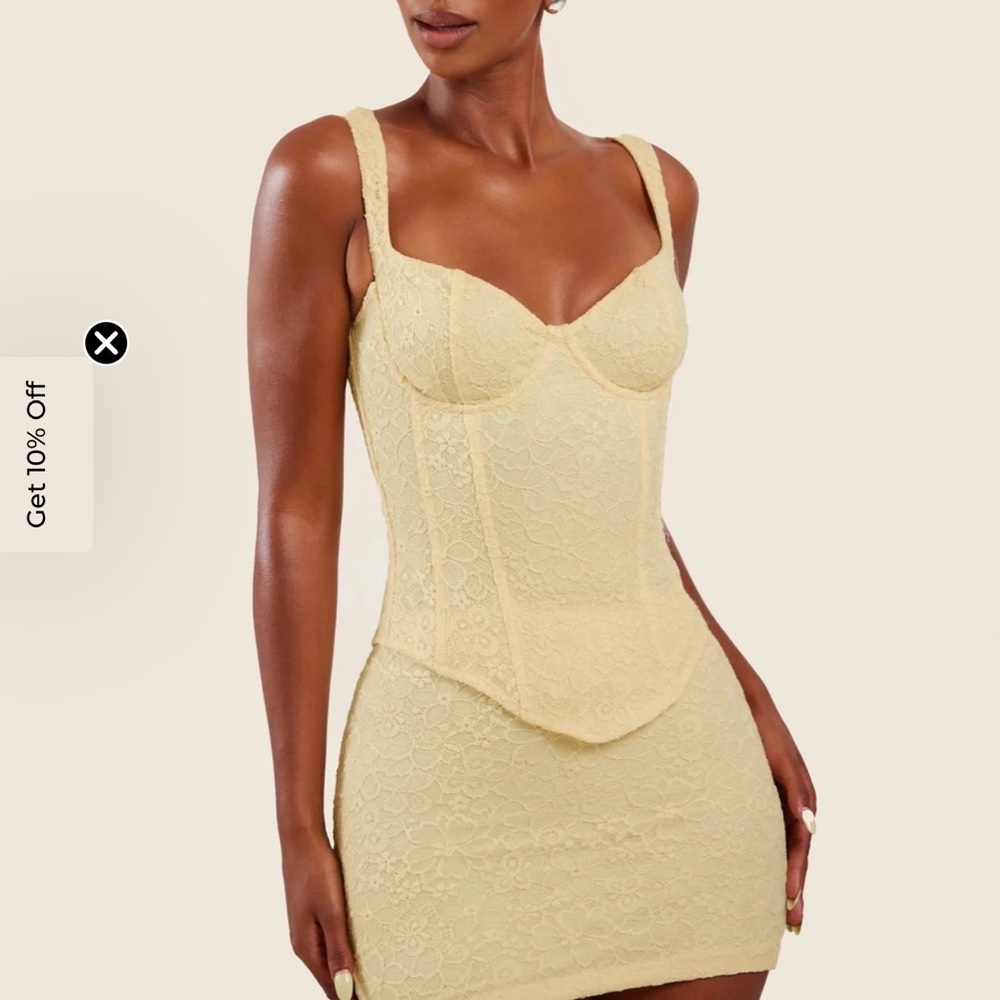 Mars the Label Lace Underwire Corset Mini Dress in Yellow Size UK 14 = US 10